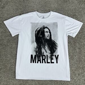 Bob Marley Shirt Mens Large White Zion Rootswear Reggae Music Tee Graphic Legend